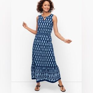 💛Talbots Plus Women’s Size 2X Jersey Maxi Dress - Allover Tree Block Print